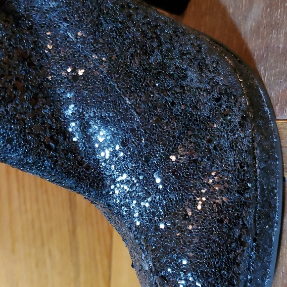 Ellie Boots Size 6 NEW Black Glitter Knee High Heeled Boots - Picture 5 of 8